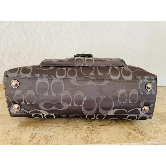 Coach penelope metallic gray jacquard /Leather Satchel shoulder bag F20443 - Picture 5 of 10